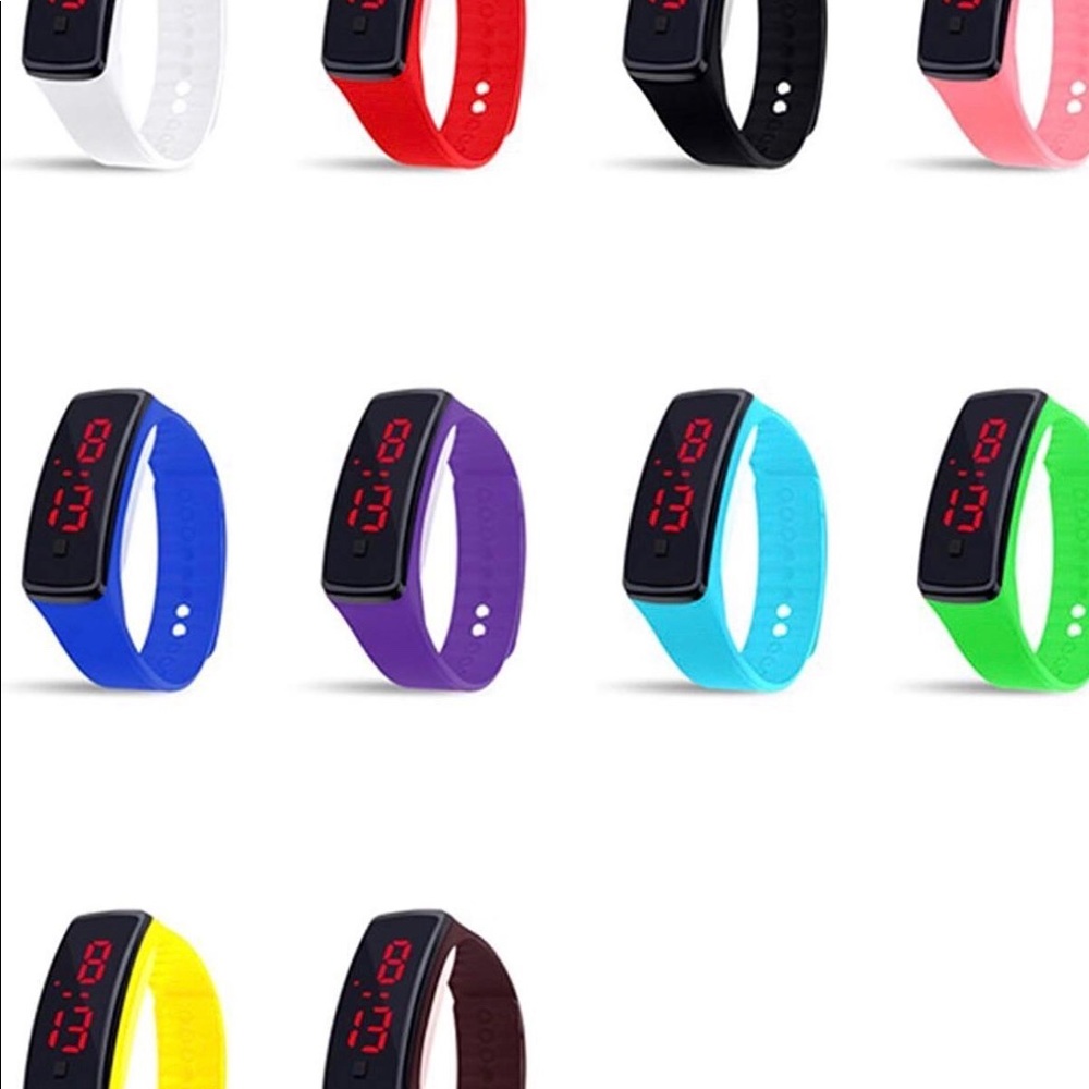 Bundle of 10 Silicon Bracelet LED Watches